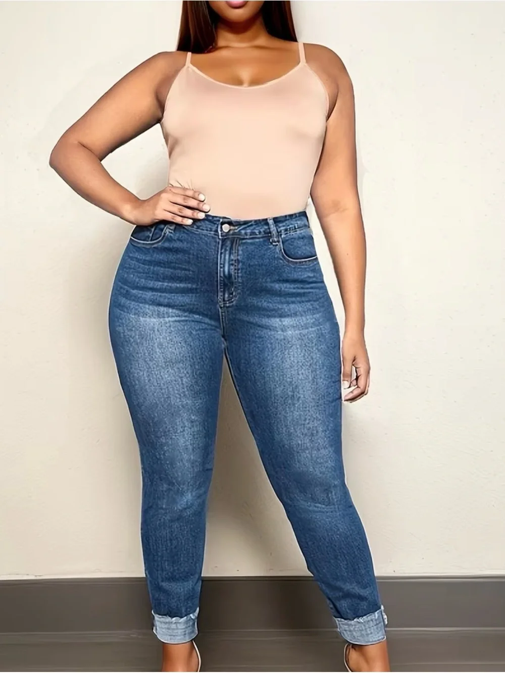 Plus Size Classic Mid-Rise Boyfriend Jeans in Blue (18) - Picture 3 of 5